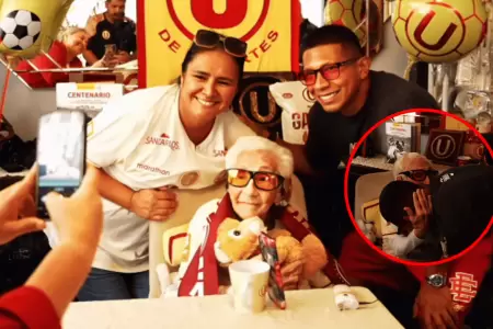 Hincha de la 'U' de 102 a�os enternece tras visita de Edison Flores
