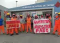 Obreros en trabajo de la ESFAP Francisco Laso protestan por pago pendiente y advierte paralizaci�n inmediata