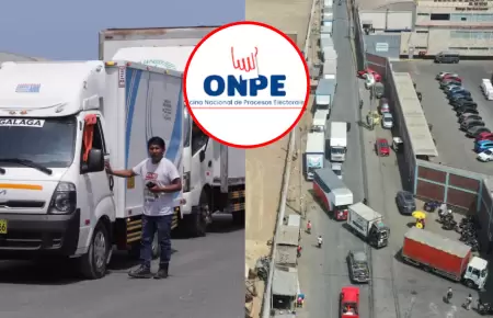 ONPE deja ingresar a camiones con material electoral varados fuera de su almac�n