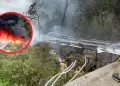 Autob�s cay� a un barranco y se incendi�: Reportan al menos 14 muertos y m�s de 20 heridos