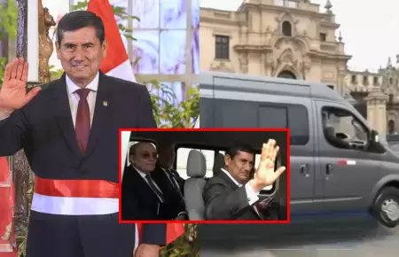 Gabinete Arroyo llega al Congreso a bordo de varias miniv�n.