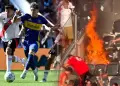 Caos en el Supercl�sico argentino: Tribuna se incendia previo al duelo entre River Plate y Boca Juniors