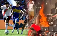 Caos en el Supercl�sico argentino: Tribuna se incendia previo al duelo entre River Plate y Boca Juniors