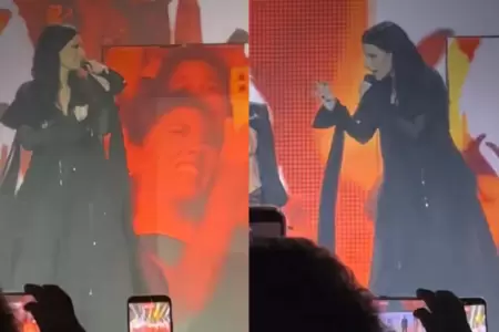 Laura Pausini encara a fans de la primera fila en Per�