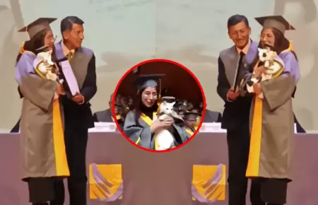 Joven se gradu� junto a su gato y enterneci� las redes sociales