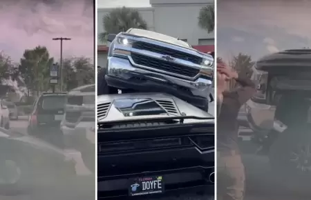 Mujer en camioneta aplasta Lamborghini en estacionamiento de Florida