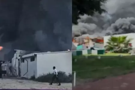 Puente Piedra: Gran incendio genera alarma en la Escuela de Suboficiales PNP.