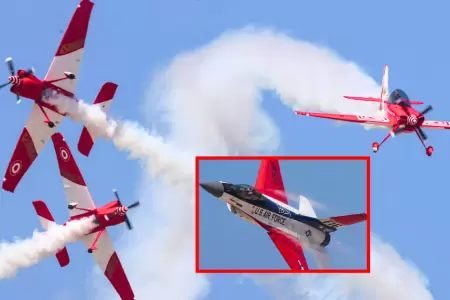 XVIII Festival A�reo BALP Lima present� acrobacias de alto nivel de aviones F-16