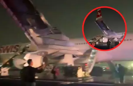 Incendio de motor en avi�n de SWISS en Nueva Delhi.