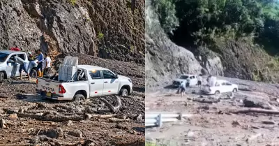 Cusco: Veh�culos atrapados en lodo tras deslizamientos en ruta a Machu Picchu