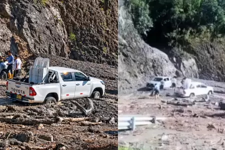 Cusco: Veh�culos atrapados en lodo tras deslizamientos en ruta a Machu Picchu