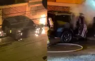 Los Olivos: Sujeto en moto roc�a sustancia inflamable e incendia camioneta de empresario