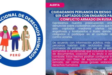 CNDDHH emite comunicado sobre red de enga�o a m�s de 140 peruanos que habr�an ca