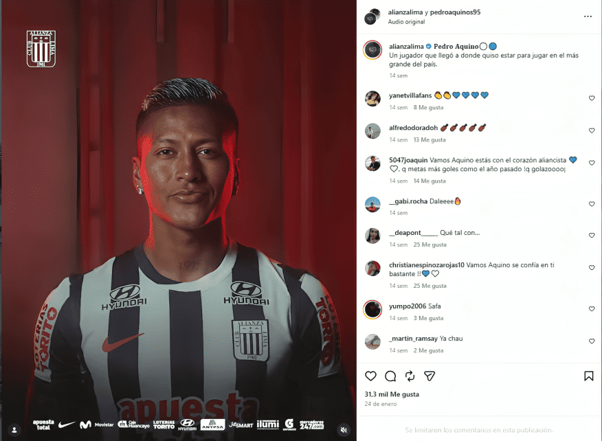 Pedro Aquino limit� comentarios en su cuenta de Instagram