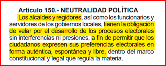 Art�culo 150 de la Ley Org�nica de Municipalidades (Ley N.� 27972)