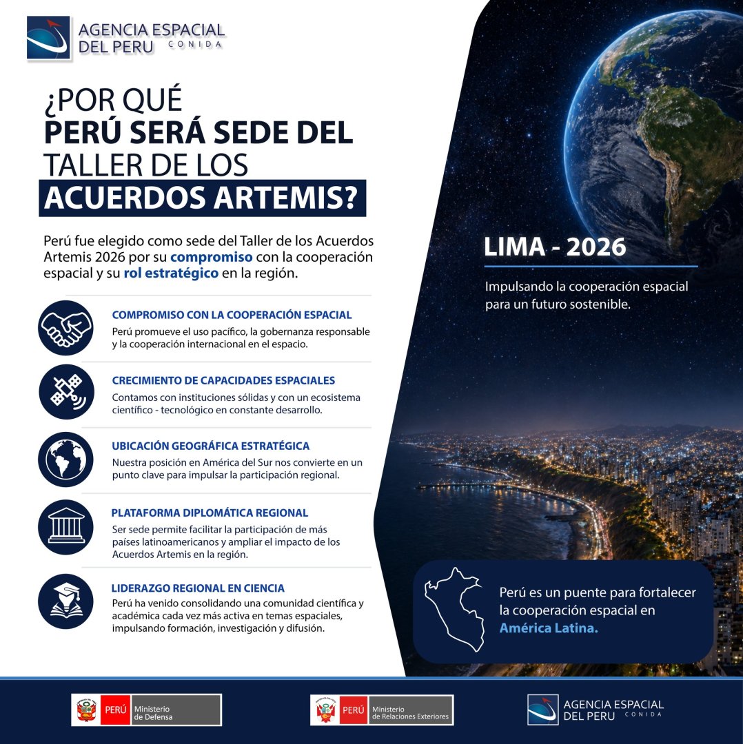 Per� ser� sede del Taller de los Acuerdos Artemis 2026