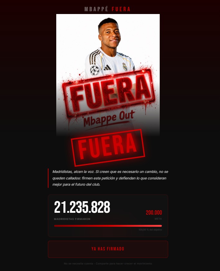 Se vienen juntando m�s de 21 millones de firmas.