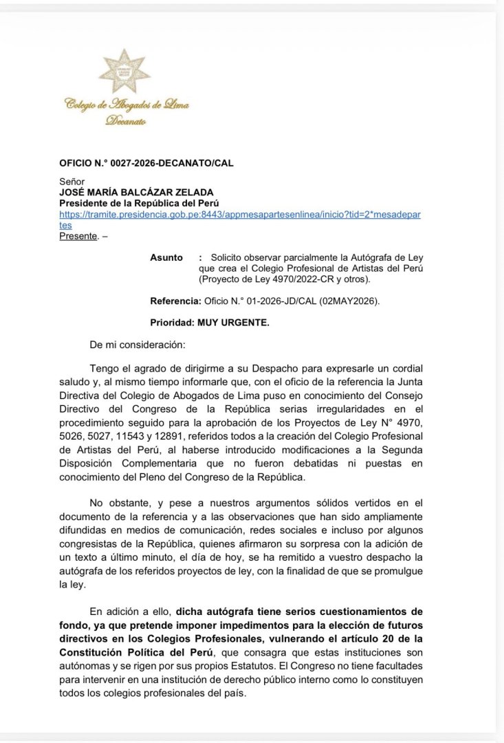 Carta de Delia Espinoza dirigida a Balc�zar
