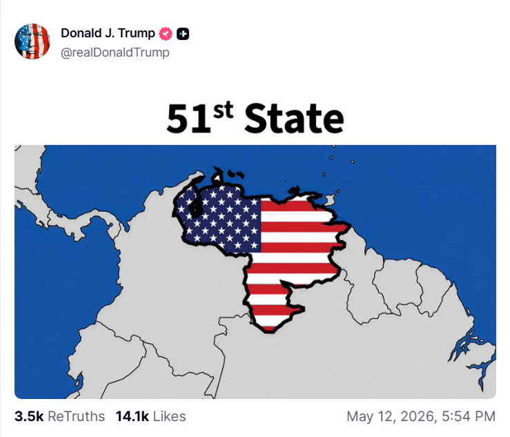 Trump coloca a Venezuela como estado 51 de EE.UU.
