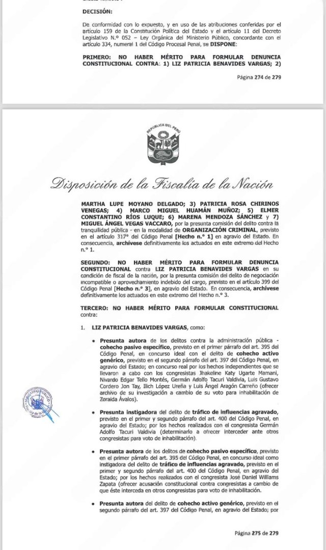 Resolución de la Fiscalía de la Nación.