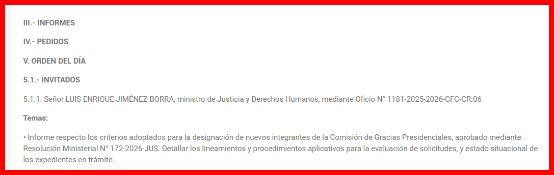 Agenda de la Comisi�n de Fiscalizaci�n.