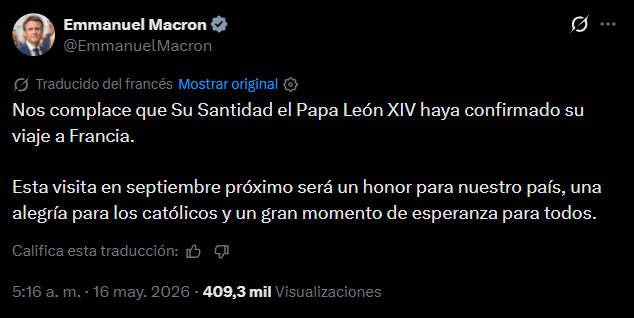 Mensaje de Emmanuel Macron