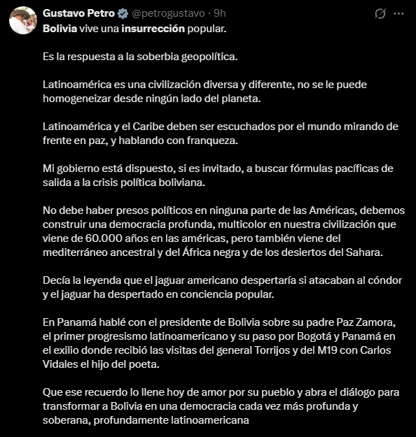 Afirmaciones de Gustavo Petro