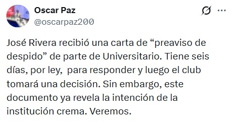 Jos� Rivera recibi� carta de preaviso de despido tras pol�mica.