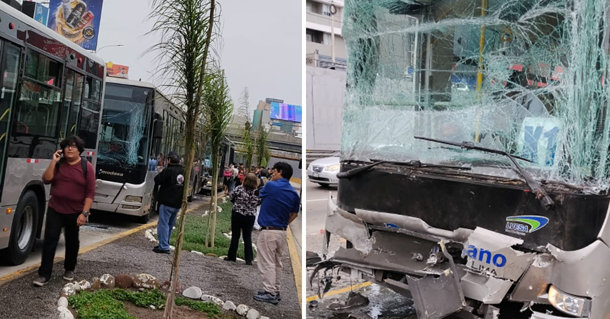 Nuevo accidente en el Metropolitano: Triple choque se registra cerca a la estación Angamos en la Vía Expresa