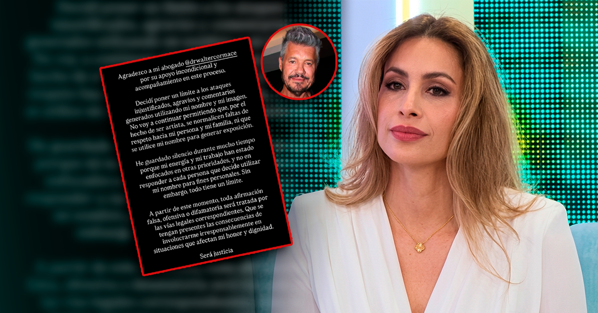 Milett Figueroa anuncia acciones legales contra comentarios difamatorios tras separación con Marcelo Tinelli