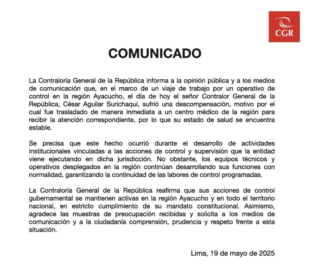 Comunicado de la Contralor�a