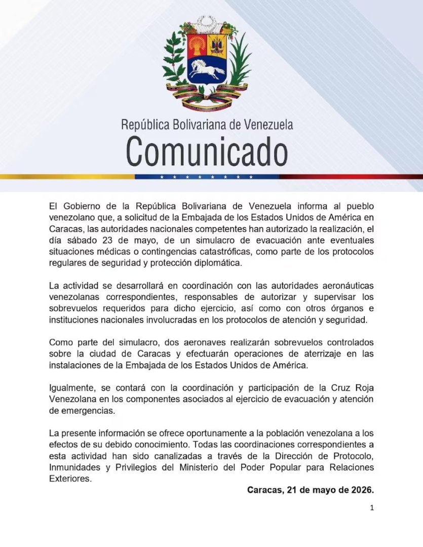 Comunicado de Canciller�a de Venezuela