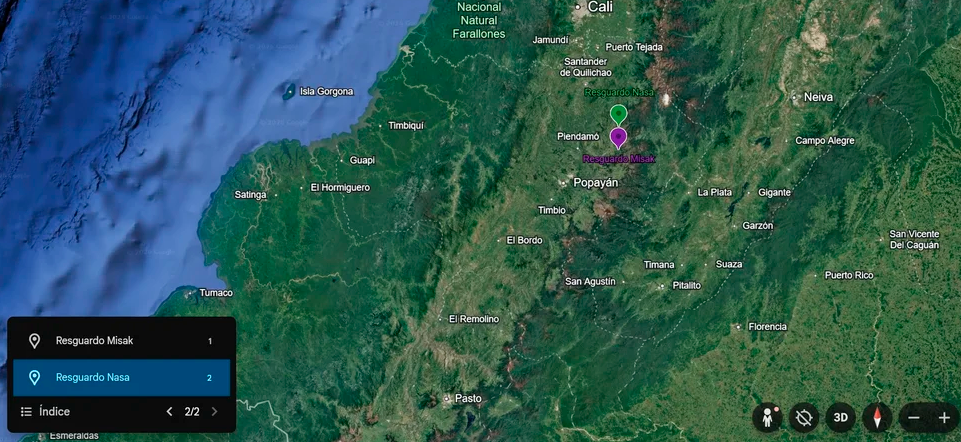 Territorio en disputa entre Nasa y Misak.