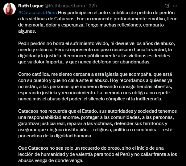 Pronunciamiento de Ruth Luque.