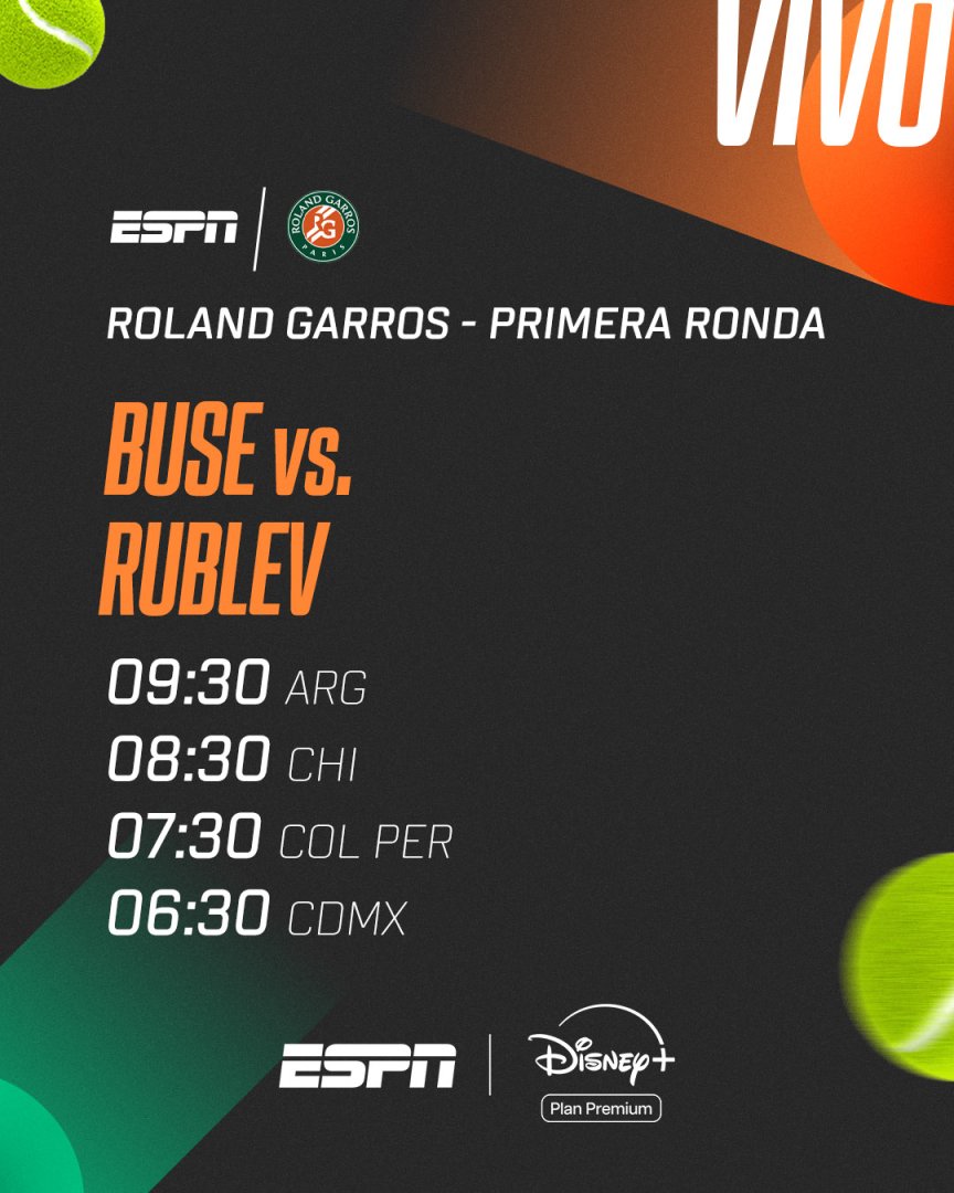 ESPN publica la hora del duelo entre Buse y Rublev