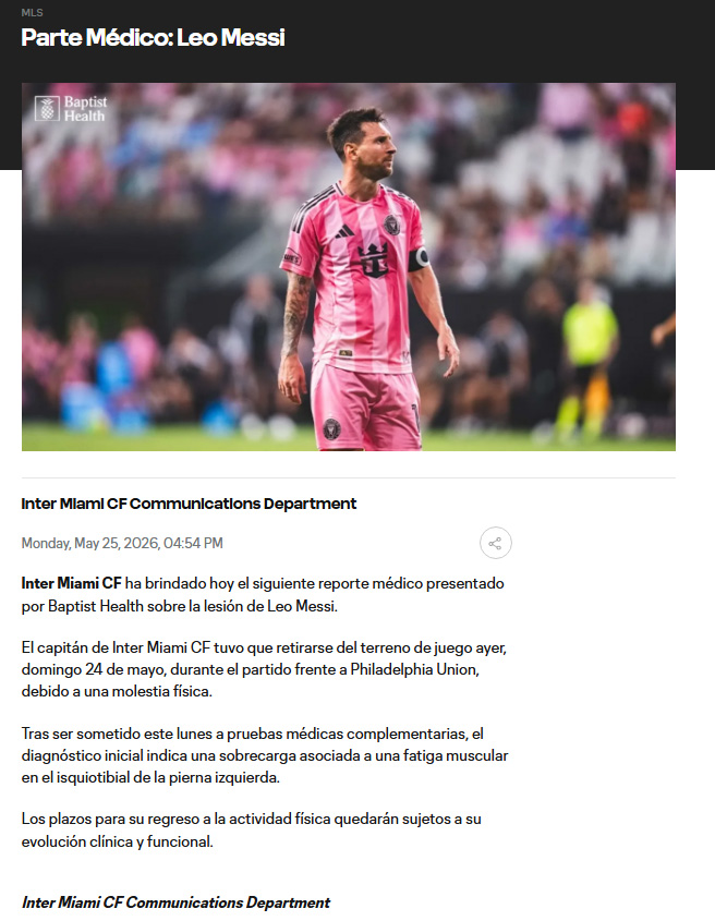 Parte Médico de Lionel Messi