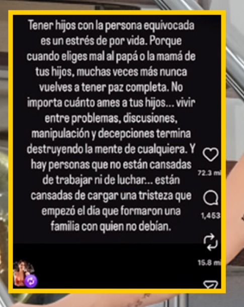 Melissa Klug se arrepiente de los padres de sus hijos