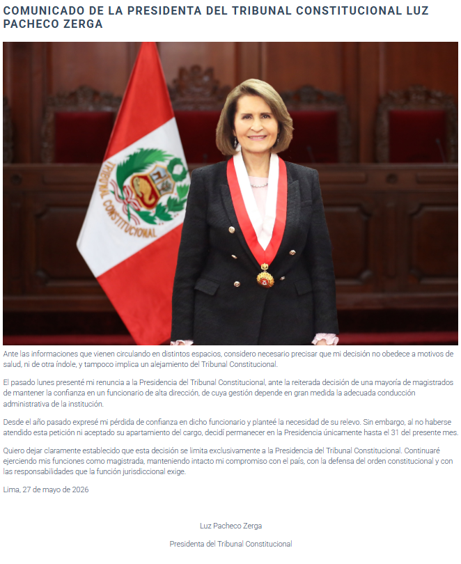 Comunicado de Luz Pacheco.
