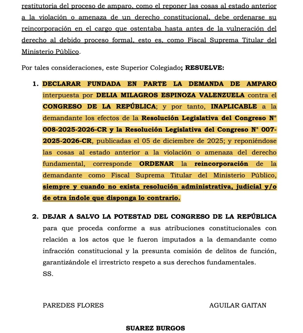 Fallo del PJ en favor de Espinoza
