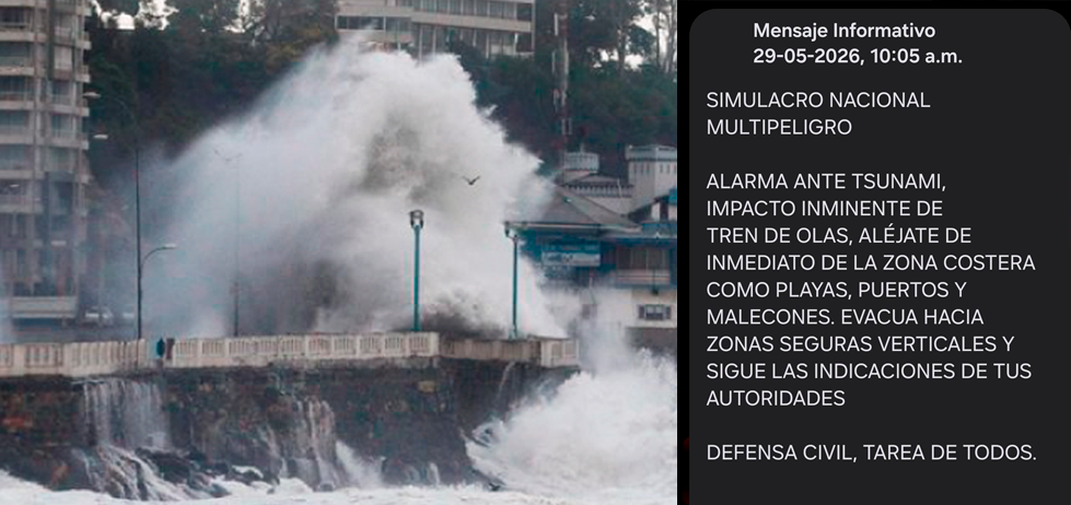 Alerta Sismate durante Simulacro Nacional Multipeligro 2026.
