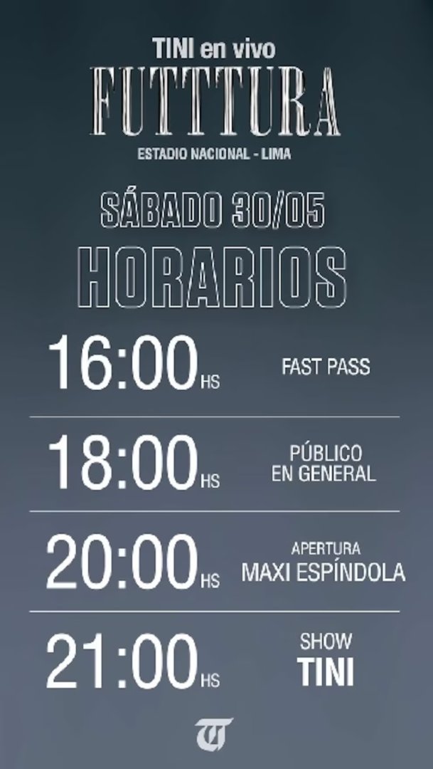 Horarios de Futttura Tini World Tour.