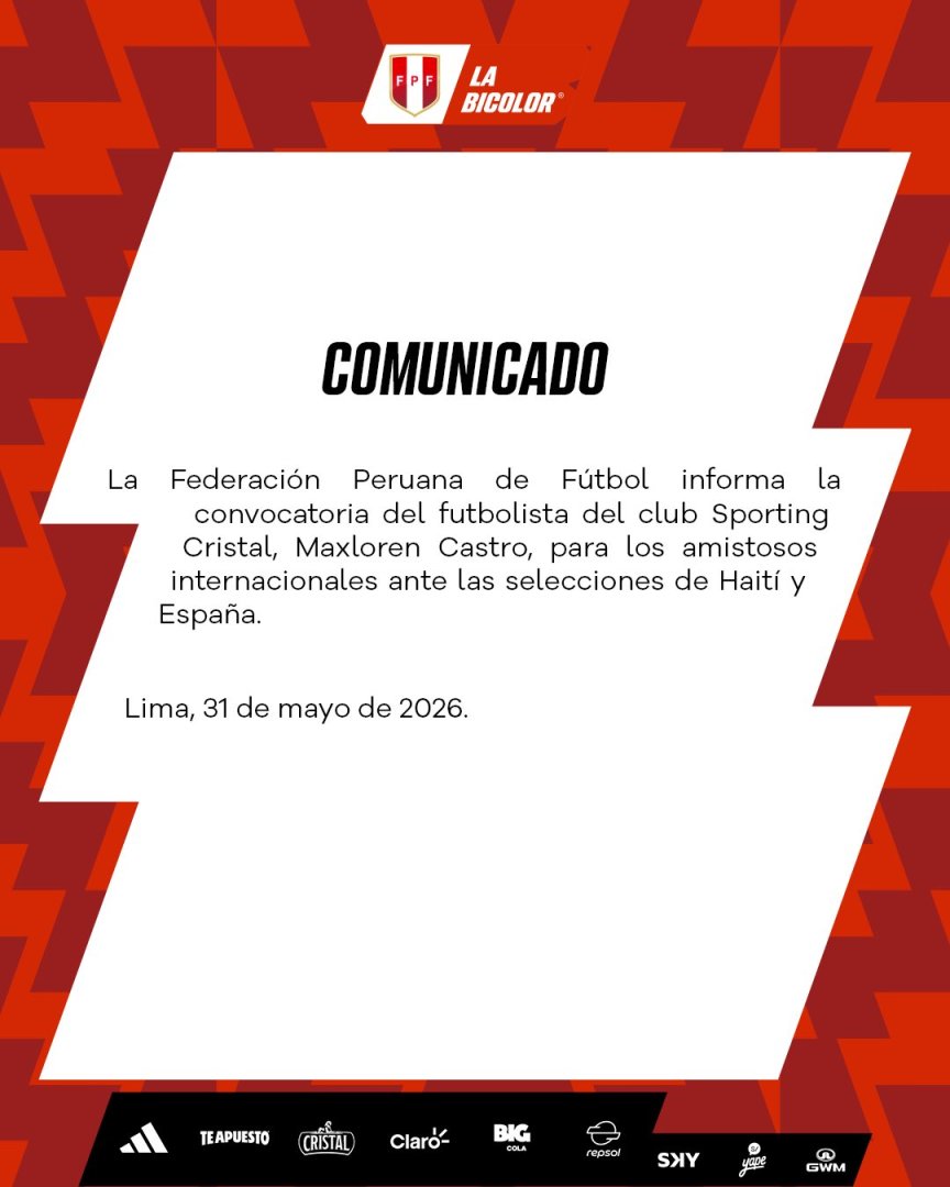 Comunicado de la FFP en el que se anuncia la convocatoria de Maxlorem Castro
