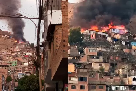 Feroz incendio consume viviendas de material noble.