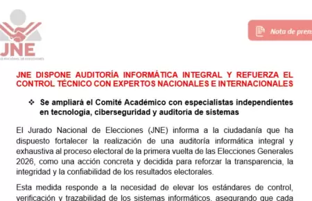 JNE ordena auditor�a inform�tica total y convoca a expertos para blindar el sist