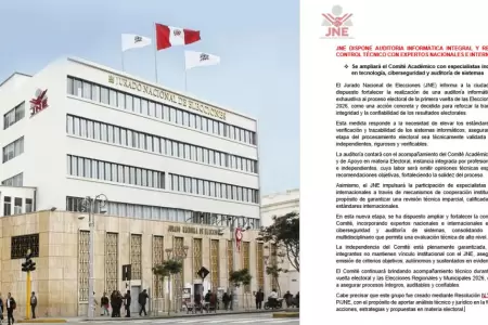 JNE ordena auditor�a inform�tica total a la primera vuelta y convoca expertos pa