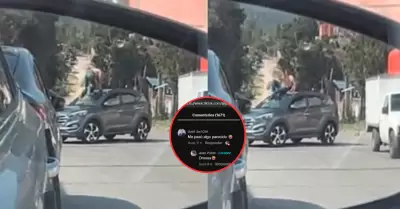 Mujer intenta romper el carro de su novio