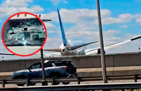 Avi�n choca contra cami�n durante aterrizaje en Newark.