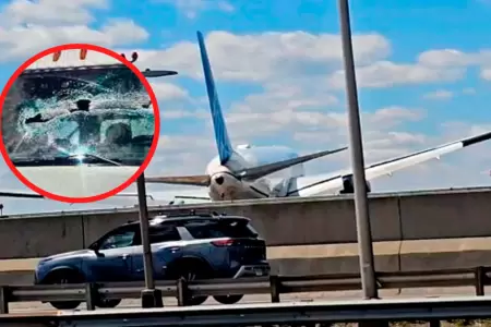 Avi�n choca contra cami�n durante aterrizaje en Newark.