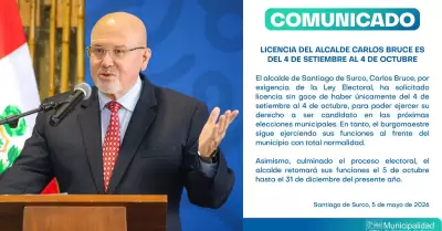 Carlos Bruce lanza comunicado anunciando hasta que fecha ejercer� funciones en l