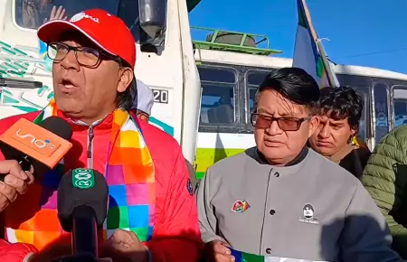 Roberto S�nchez en marcha a favor de Evo Morales.